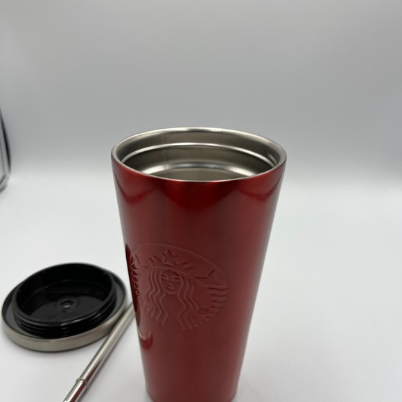 Starbucks Stainless Steel 16 oz Tumbler‎ Ruby Red with Silver Lid  & Straw Metal - Picture 14 of 16